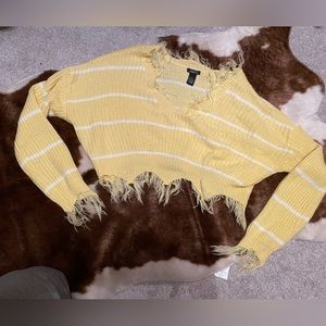Yellow and white striped sweater